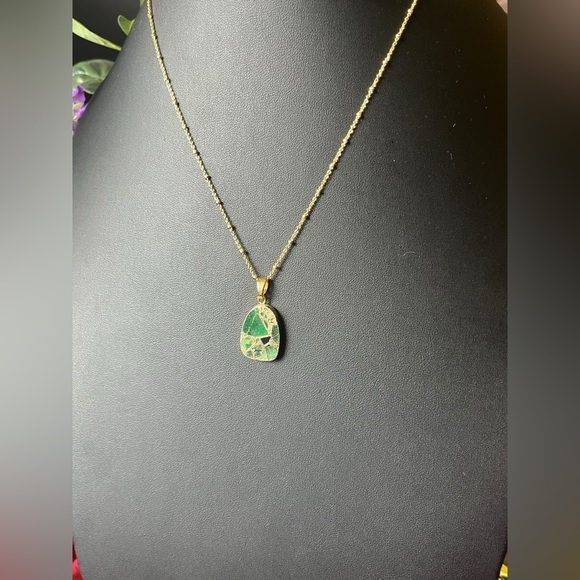 Copper Emerald Gold Necklace - Picture 4 of 5